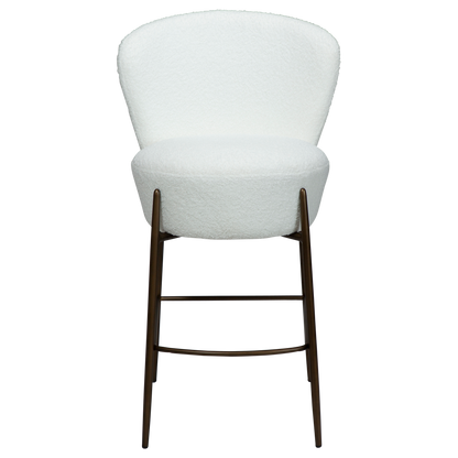 [var:Bezug=Schnee RPES Bouclé mit antikem Messingbeinen] ORBIT Barhocker