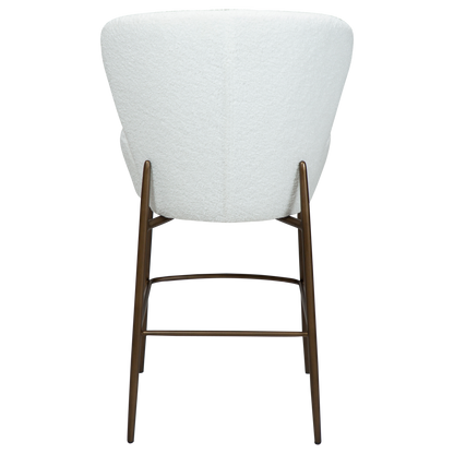 [var:Bezug=Schnee RPES Bouclé mit antikem Messingbeinen] ORBIT Barhocker