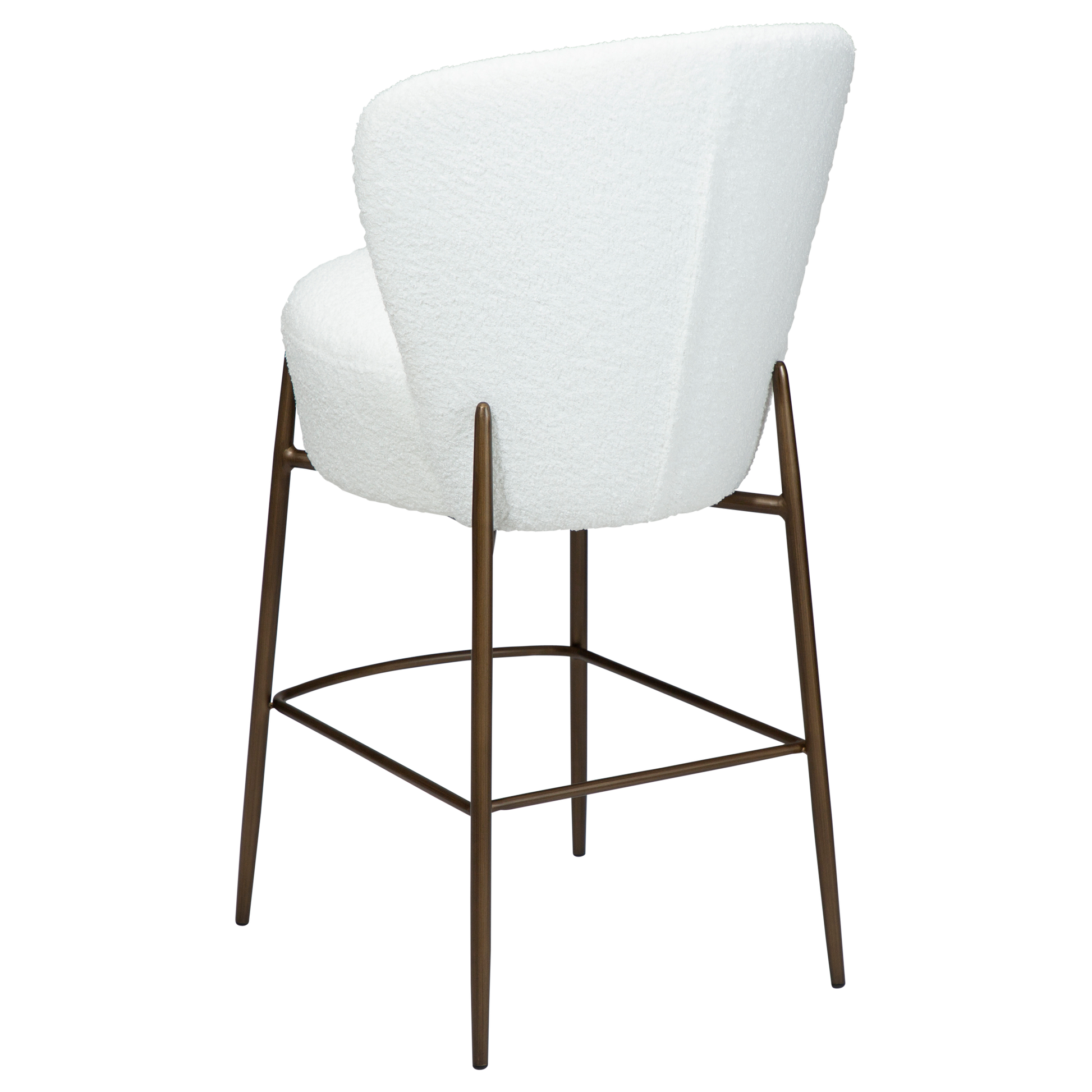 [var:Bezug=Schnee RPES Bouclé mit antikem Messingbeinen] ORBIT Barhocker