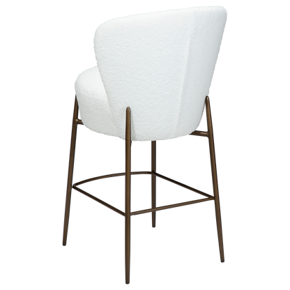 [var:Bezug=Schnee RPES Bouclé mit antikem Messingbeinen] ORBIT Barhocker