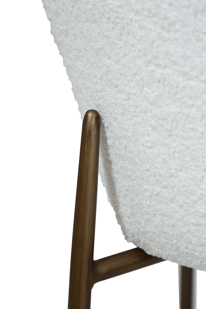 [var:Bezug=Schnee RPES Bouclé mit antikem Messingbeinen] ORBIT Barhocker