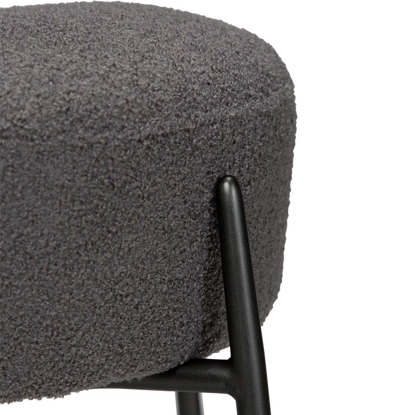 [var:Bezug=Stein RPES Bouclé mit antiken Zinnbeinen] ORBIT Barhocker