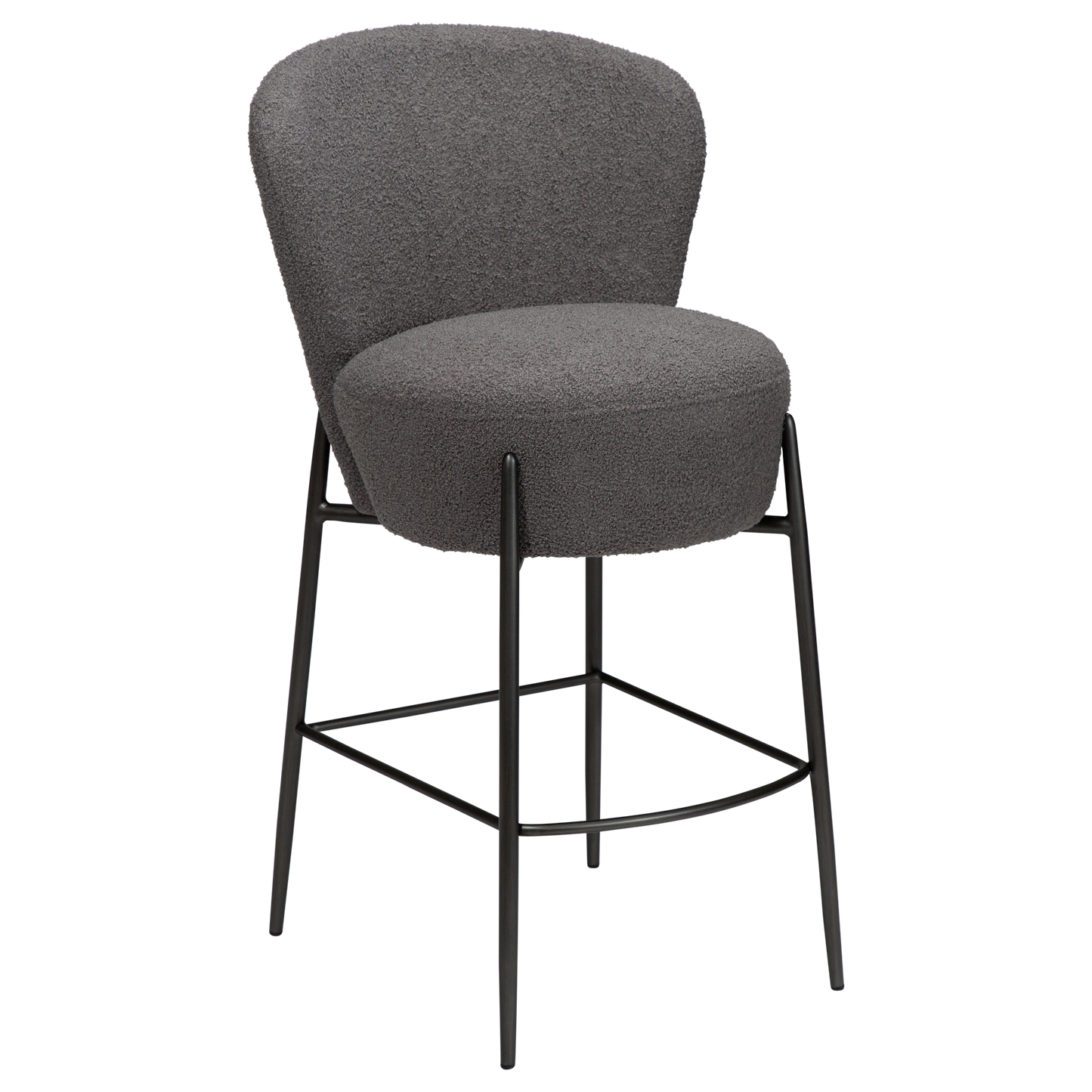 [var:Bezug=Stein RPES Bouclé mit antiken Zinnbeinen] ORBIT Barhocker