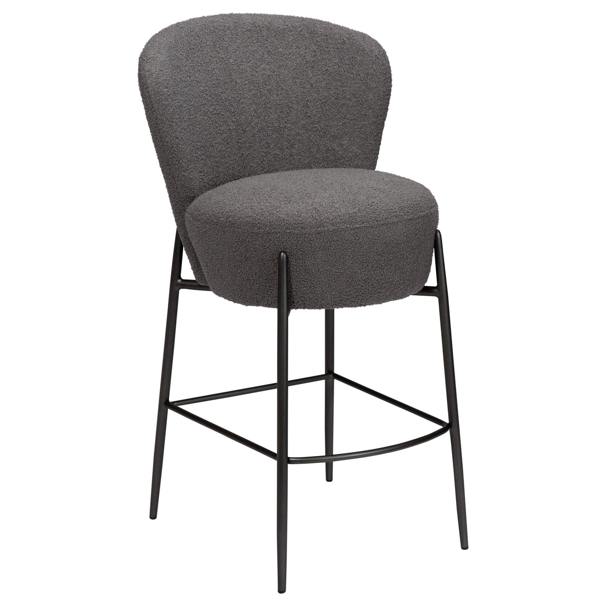 [var:Bezug=Stein RPES Bouclé mit antiken Zinnbeinen] ORBIT Barhocker