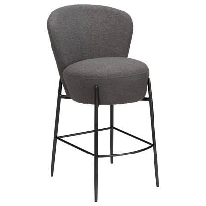 [var:Bezug=Stein RPES Bouclé mit antiken Zinnbeinen] ORBIT Barhocker