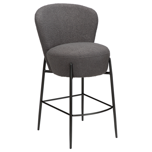 [var:Bezug=Stein RPES Bouclé mit antiken Zinnbeinen] ORBIT Barhocker