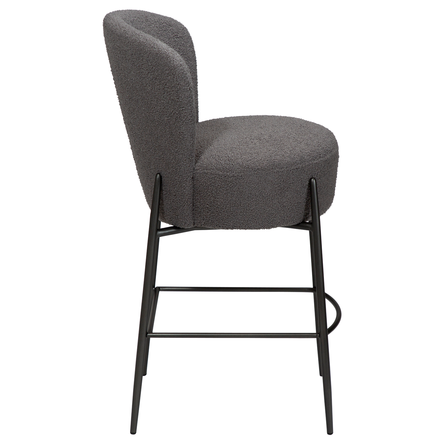 [var:Bezug=Stein RPES Bouclé mit antiken Zinnbeinen] ORBIT Barhocker