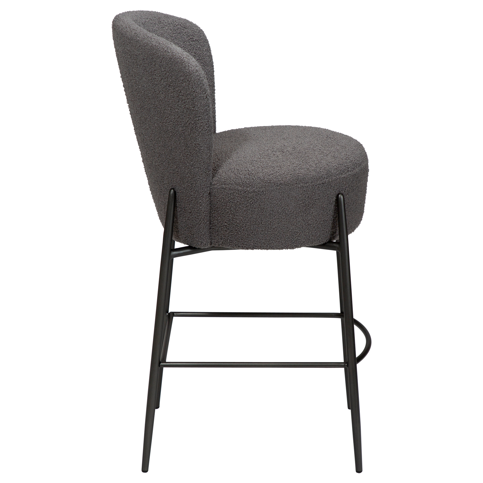 [var:Bezug=Stein RPES Bouclé mit antiken Zinnbeinen] ORBIT Barhocker