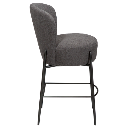 [var:Bezug=Stein RPES Bouclé mit antiken Zinnbeinen] ORBIT Barhocker