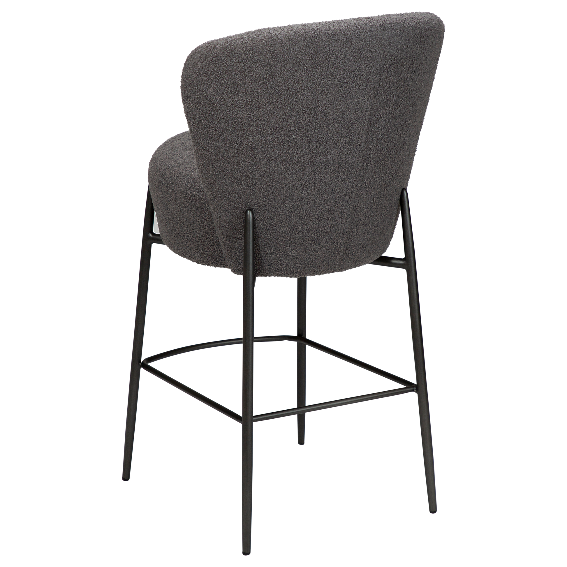 [var:Bezug=Stein RPES Bouclé mit antiken Zinnbeinen] ORBIT Barhocker