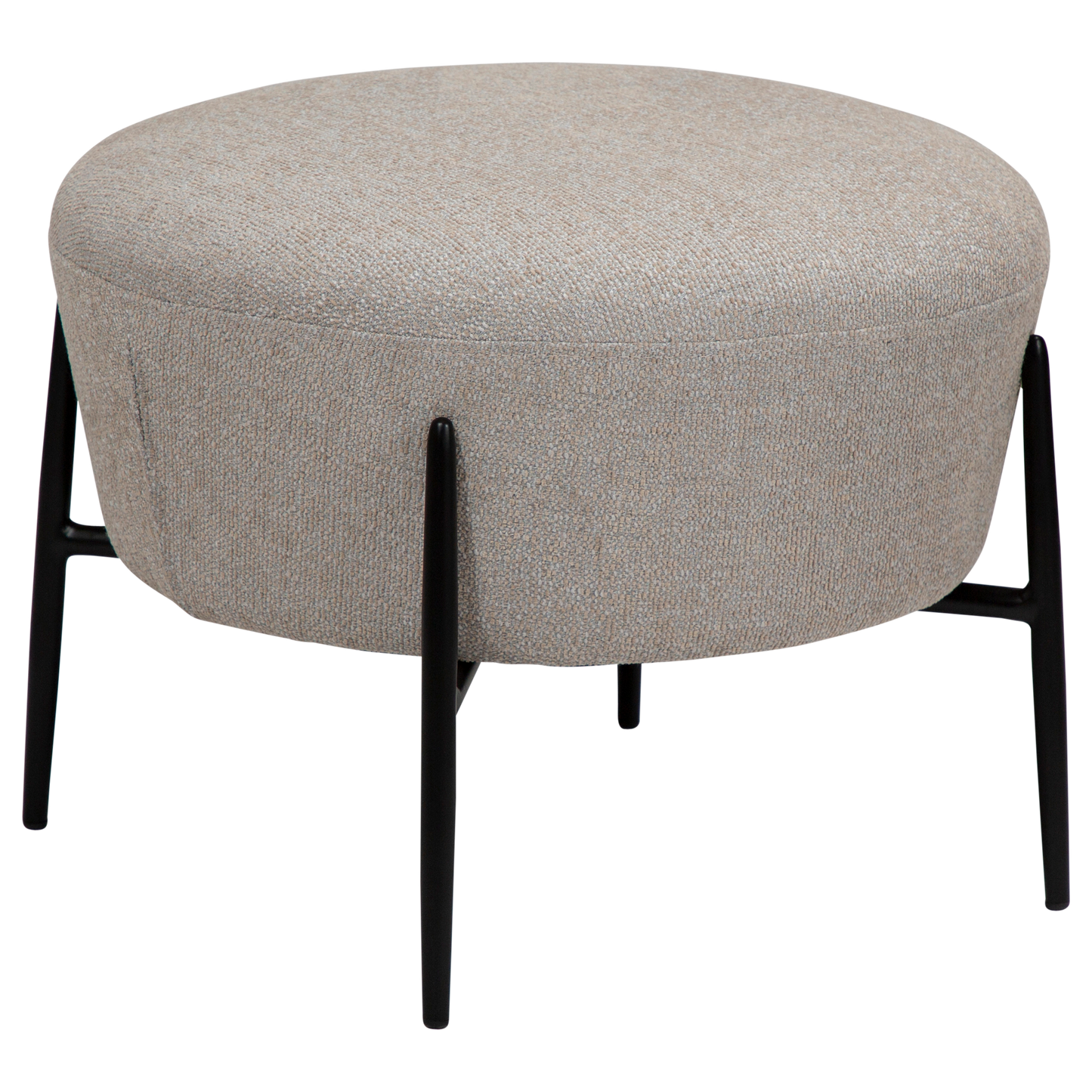 [var:Bezug=Kaschmir Bouclé-Stoff mit schwarzen Metallbeinen] ORBIT Fußhocker