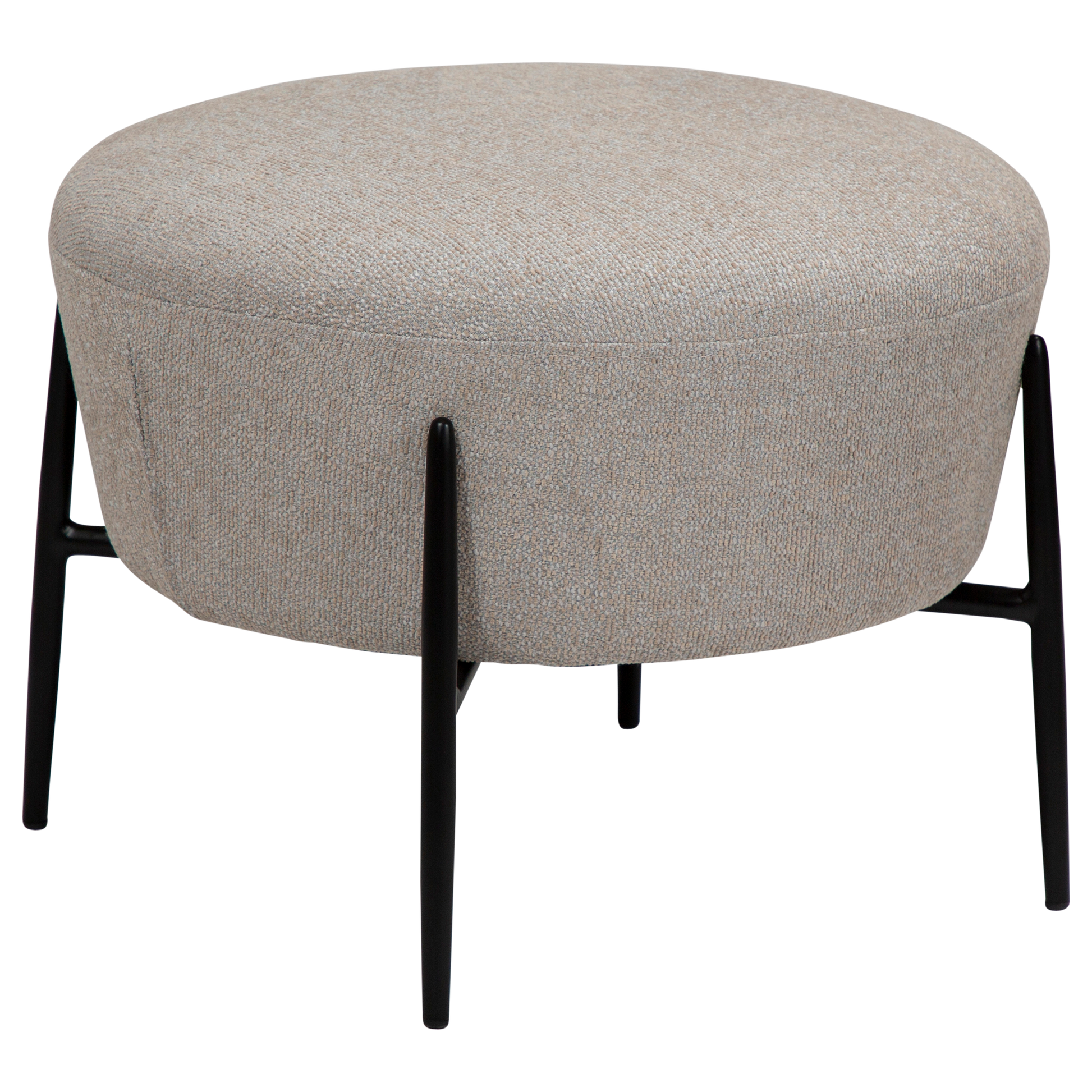 [var:Bezug=Kaschmir Bouclé-Stoff mit schwarzen Metallbeinen] ORBIT Fußhocker