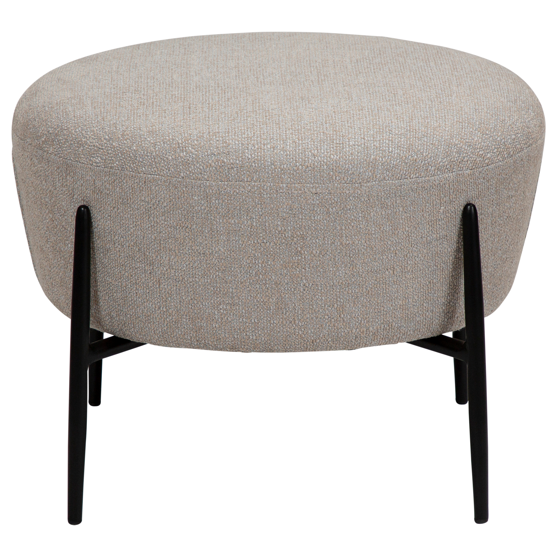 [var:Bezug=Kaschmir Bouclé-Stoff mit schwarzen Metallbeinen] ORBIT Fußhocker