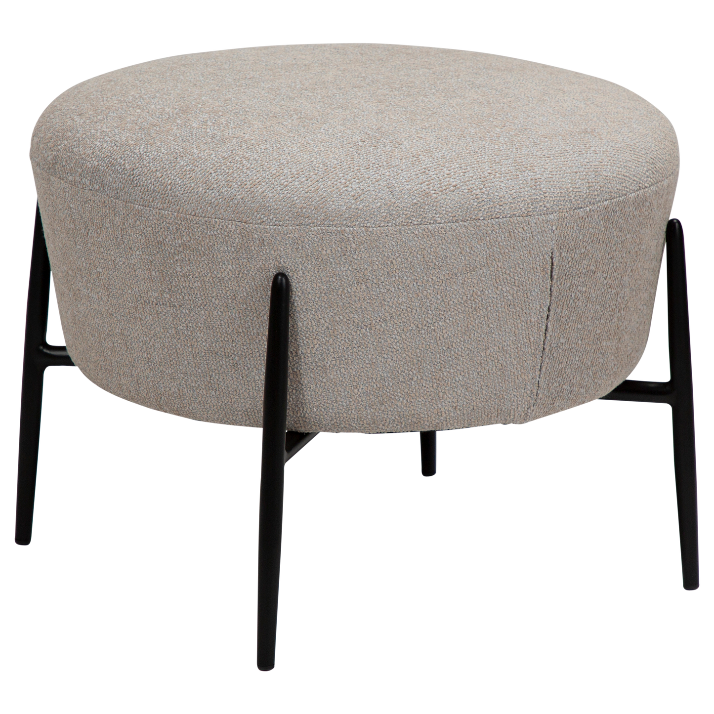 [var:Bezug=Kaschmir Bouclé-Stoff mit schwarzen Metallbeinen] ORBIT Fußhocker