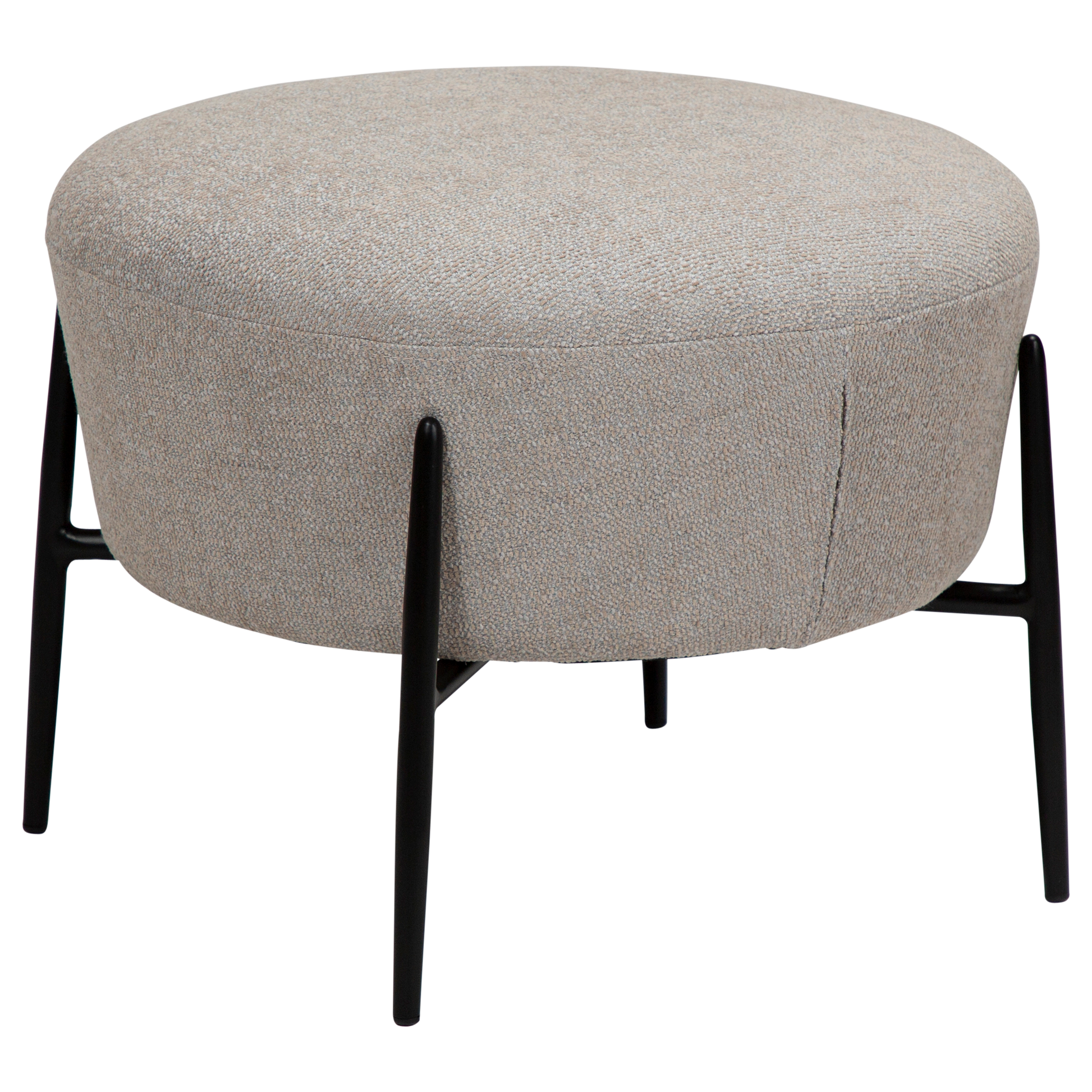 [var:Bezug=Kaschmir Bouclé-Stoff mit schwarzen Metallbeinen] ORBIT Fußhocker