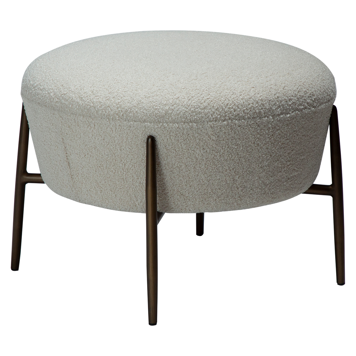 [var:Bezug=Taube RPES Bouclé mit antiken Messingbeinen] ORBIT Fußhocker