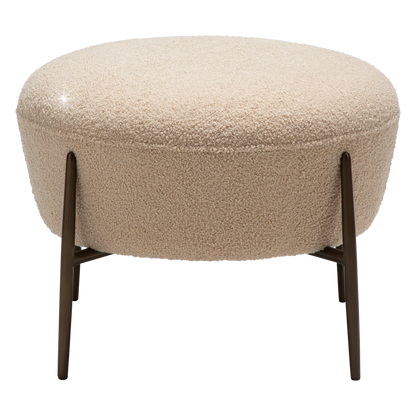 [var:Bezug=Frosted Almond RPES Bouclé-Stoff mit Schimmer & antikmessingfarbigen Metallbeinen] ORBIT Fußhocker
