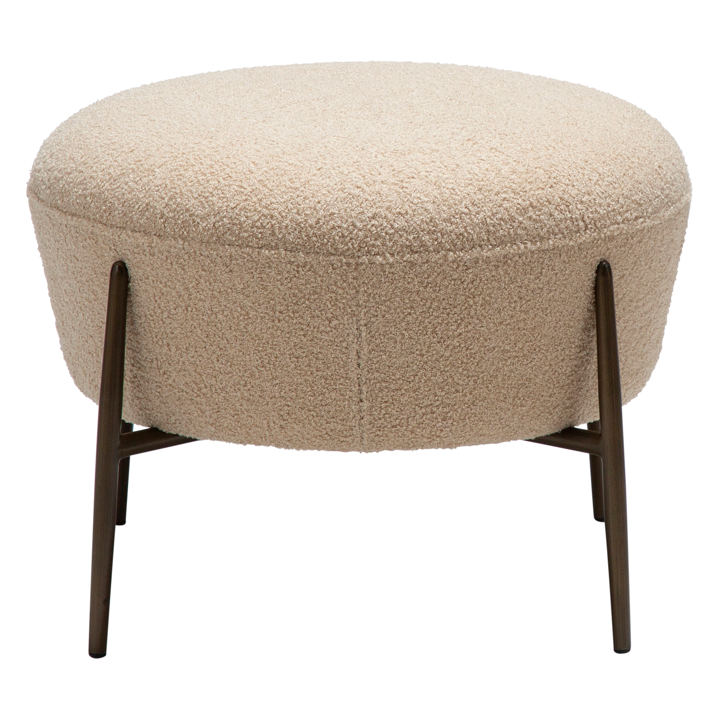 [var:Bezug=Frosted Almond RPES Bouclé-Stoff mit Schimmer & antikmessingfarbigen Metallbeinen] ORBIT Fußhocker