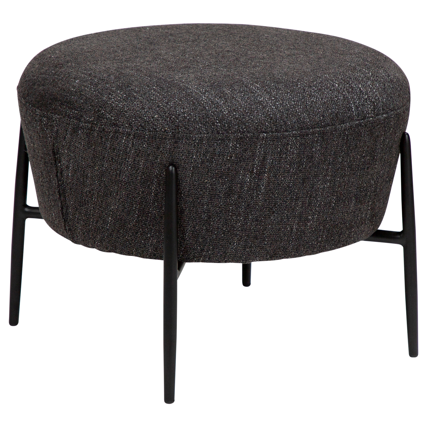 [var:Bezug=Raben schwarzer Bouclé-Stoff mit schwarzen Metallbeinen] ORBIT Fußhocker