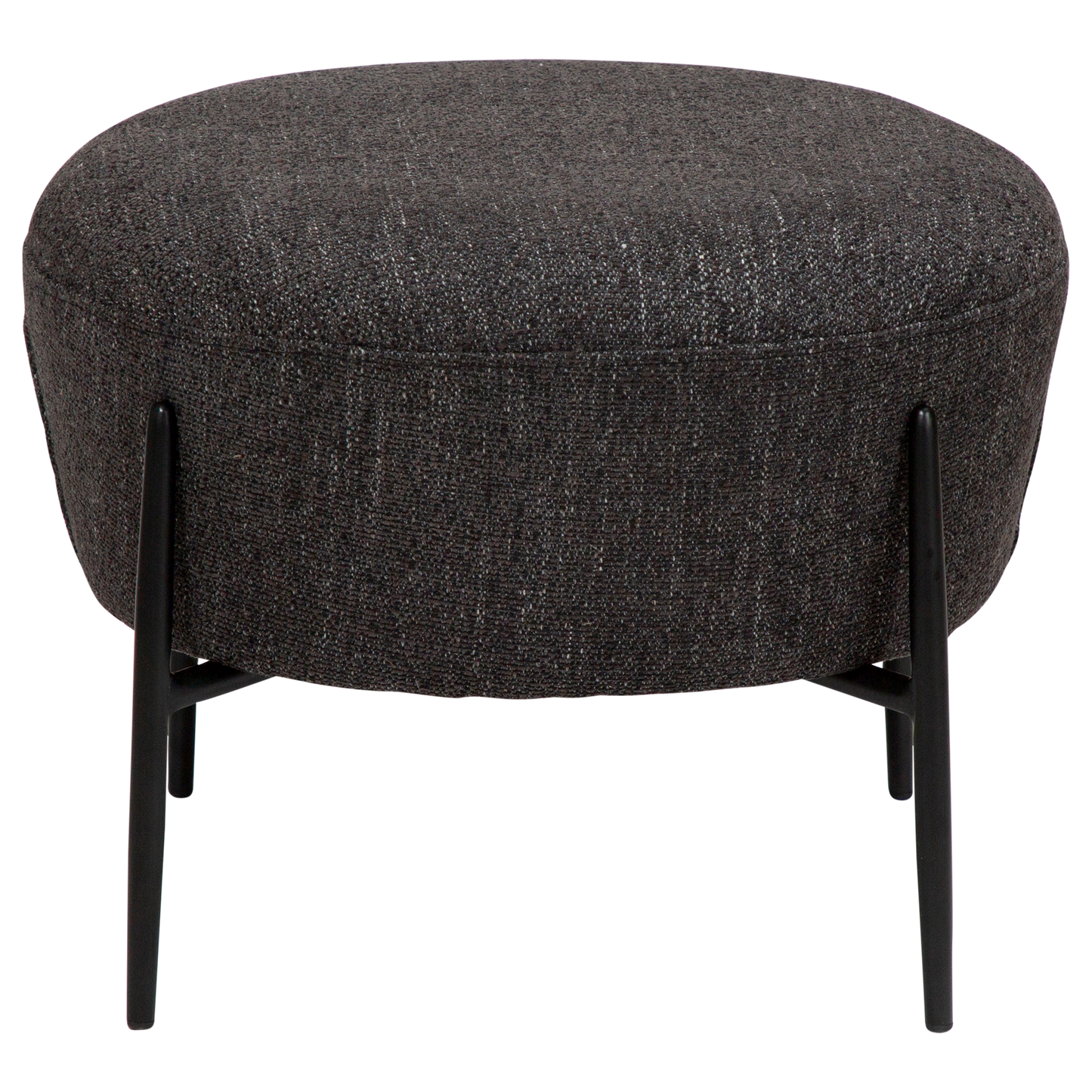 [var:Bezug=Raben schwarzer Bouclé-Stoff mit schwarzen Metallbeinen] ORBIT Fußhocker