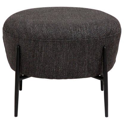 [var:Bezug=Raben schwarzer Bouclé-Stoff mit schwarzen Metallbeinen] ORBIT Fußhocker