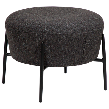 [var:Bezug=Raben schwarzer Bouclé-Stoff mit schwarzen Metallbeinen] ORBIT Fußhocker