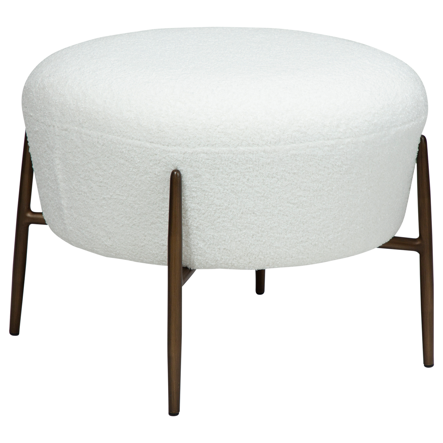 [var:Bezug=Schnee RPES Bouclé mit antikem Messingbeinen] ORBIT Fußhocker