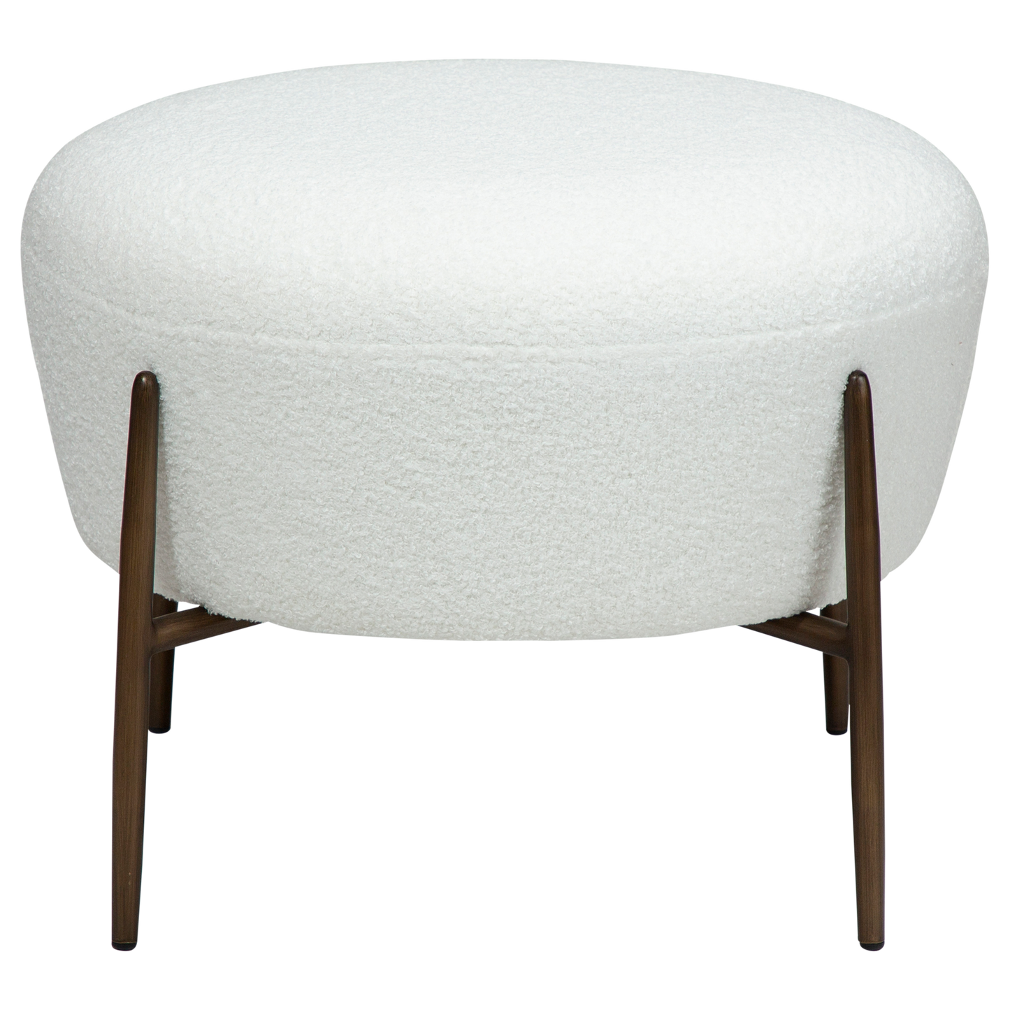 [var:Bezug=Schnee RPES Bouclé mit antikem Messingbeinen] ORBIT Fußhocker