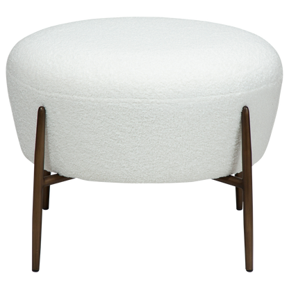 [var:Bezug=Schnee RPES Bouclé mit antikem Messingbeinen] ORBIT Fußhocker