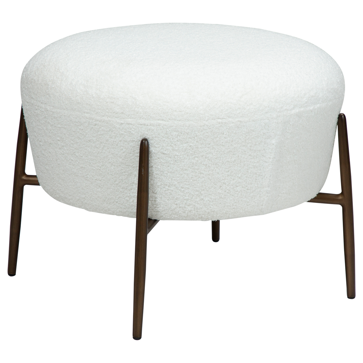 [var:Bezug=Schnee RPES Bouclé mit antikem Messingbeinen] ORBIT Fußhocker