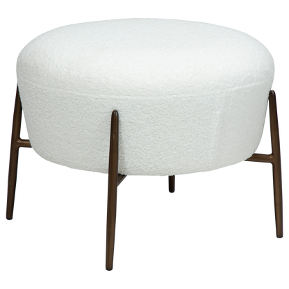 [var:Bezug=Schnee RPES Bouclé mit antikem Messingbeinen] ORBIT Fußhocker