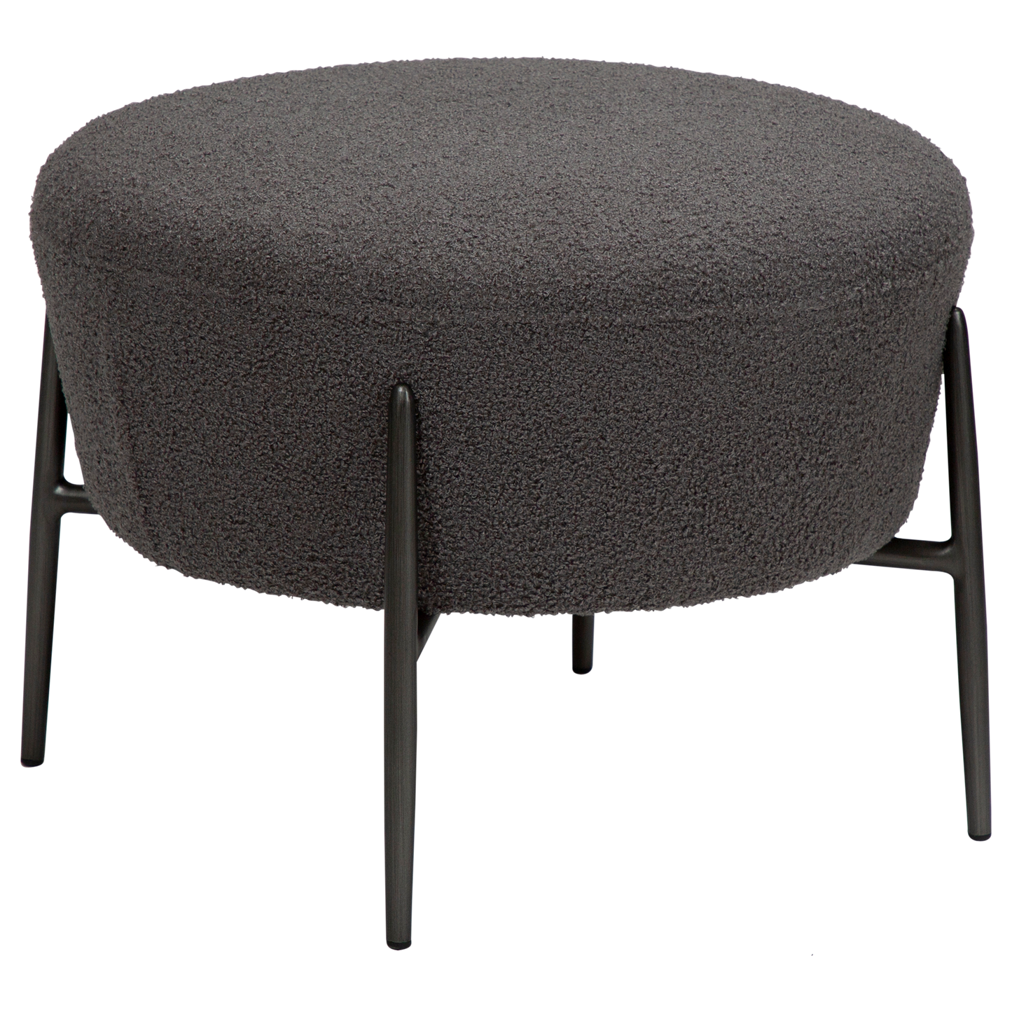 [var:Bezug=Stein RPES Bouclé mit antiken Zinnbeinen] ORBIT Fußhocker