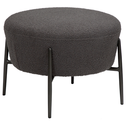 [var:Bezug=Stein RPES Bouclé mit antiken Zinnbeinen] ORBIT Fußhocker