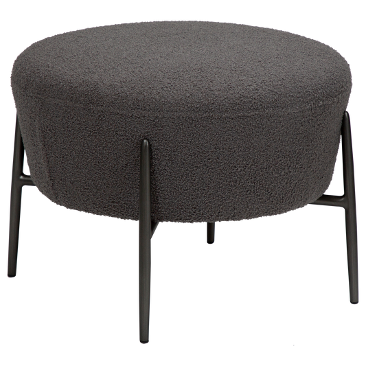 [var:Bezug=Stein RPES Bouclé mit antiken Zinnbeinen] ORBIT Fußhocker