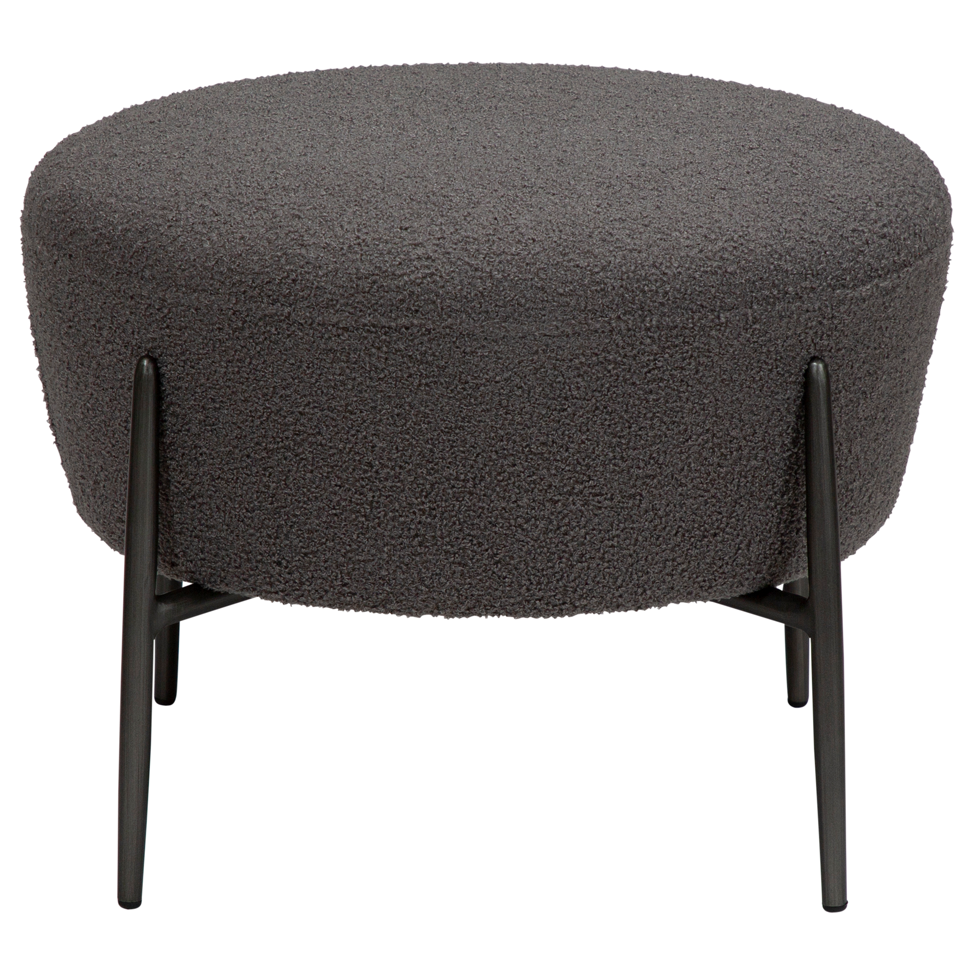 [var:Bezug=Stein RPES Bouclé mit antiken Zinnbeinen] ORBIT Fußhocker