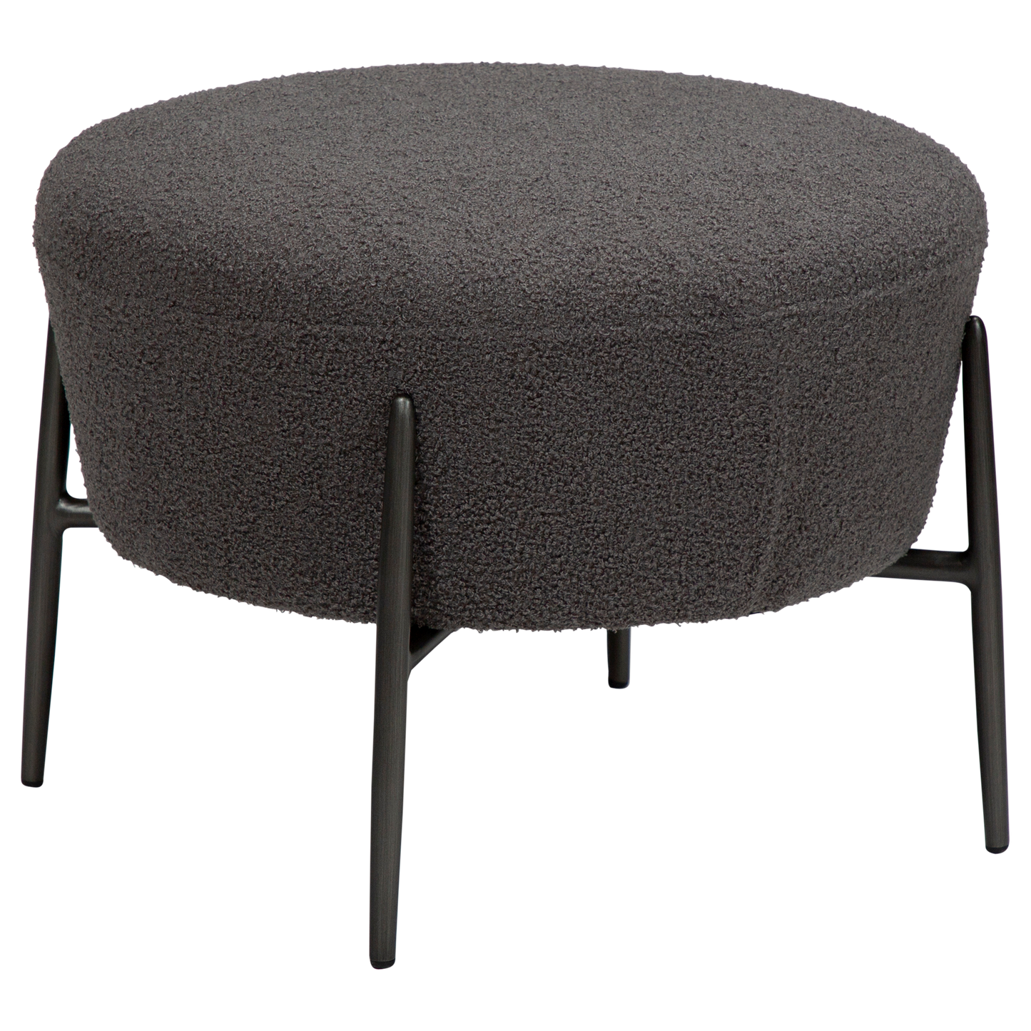 [var:Bezug=Stein RPES Bouclé mit antiken Zinnbeinen] ORBIT Fußhocker