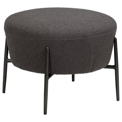 [var:Bezug=Stein RPES Bouclé mit antiken Zinnbeinen] ORBIT Fußhocker