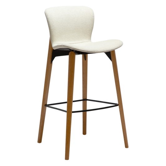 [var:Bezug=Knochenweißer Bouclé-Stoff mit Eichenbeinen] PARAGON Barhocker