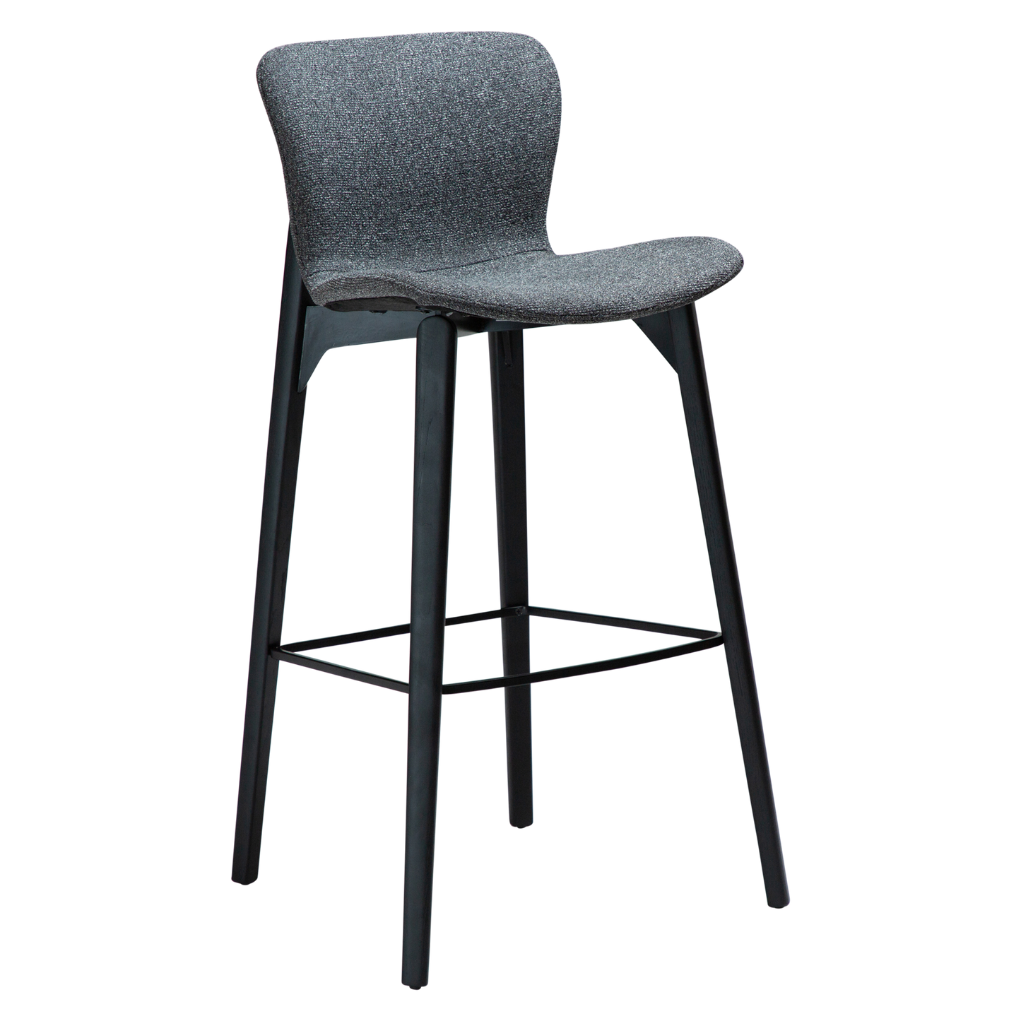 [var:Bezug=Kieselgrauer Bouclé-Stoff mit schwarzen Eschenbeinen] PARAGON Barstuhl