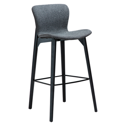 [var:Bezug=Kieselgrauer Bouclé-Stoff mit schwarzen Eschenbeinen] PARAGON Barstuhl