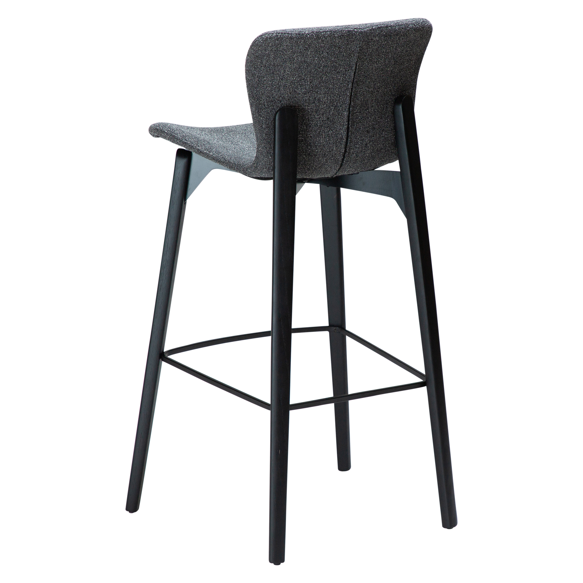 [var:Bezug=Kieselgrauer Bouclé-Stoff mit schwarzen Eschenbeinen] PARAGON Barstuhl