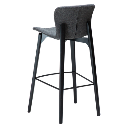 [var:Bezug=Kieselgrauer Bouclé-Stoff mit schwarzen Eschenbeinen] PARAGON Barstuhl