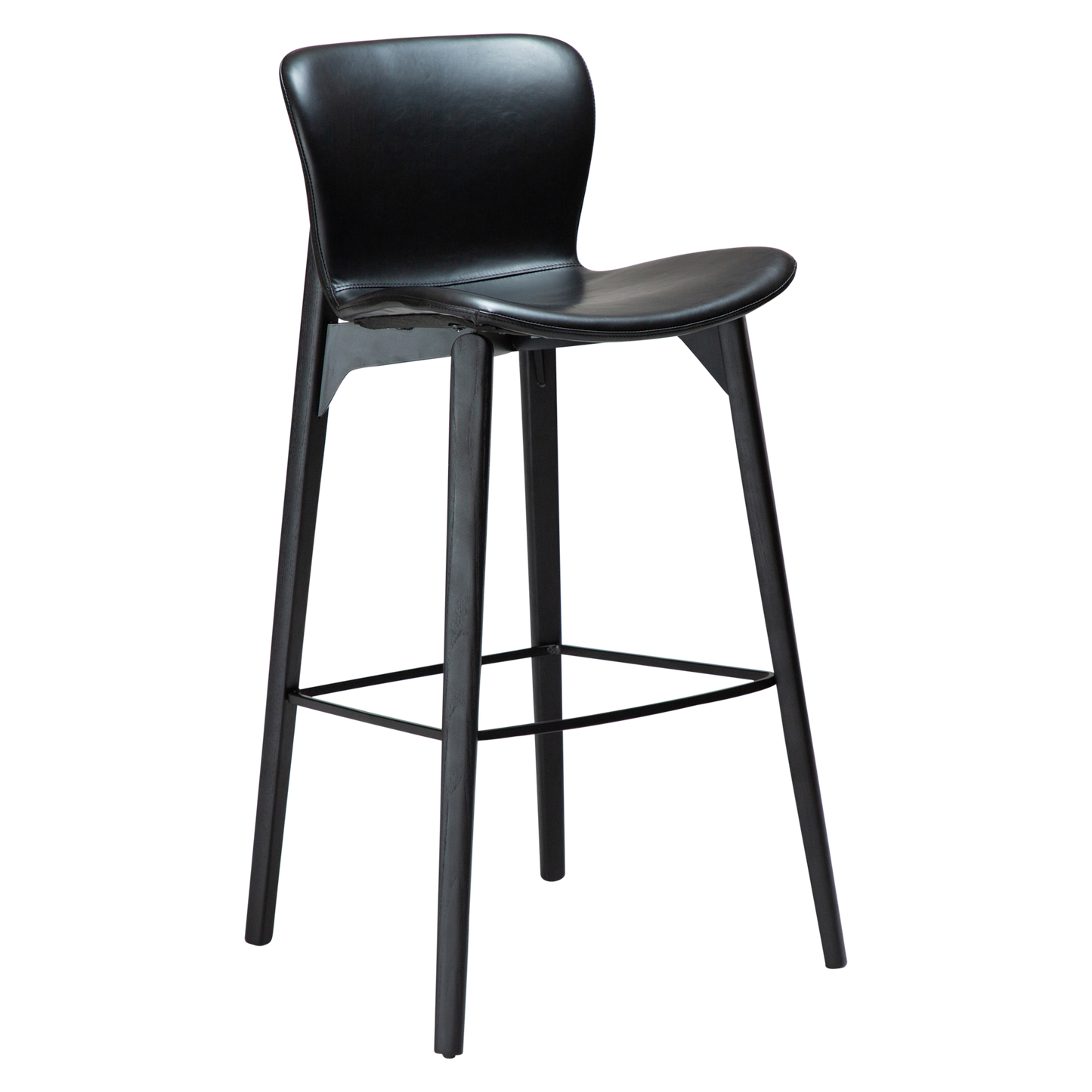 [var:Bezug=Vintage schwarzes Kunstleder mit schwarzen Eschenbeinen] PARAGON Barstuhl