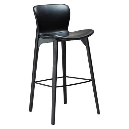 [var:Bezug=Vintage schwarzes Kunstleder mit schwarzen Eschenbeinen] PARAGON Barstuhl