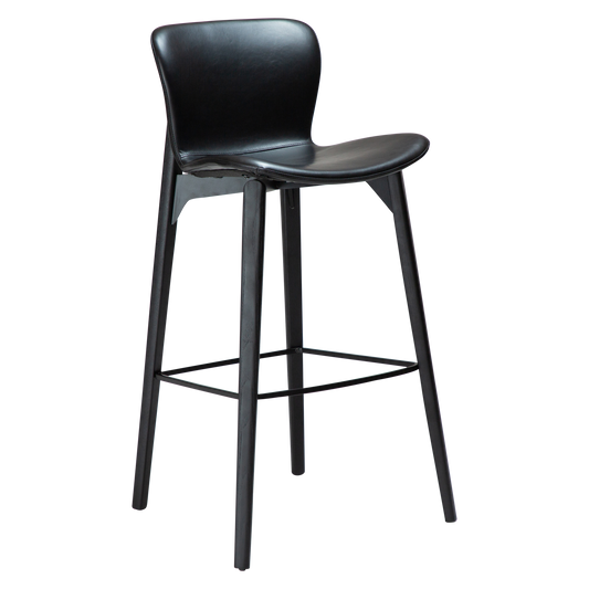 [var:Bezug=Vintage schwarzes Kunstleder mit schwarzen Eschenbeinen] PARAGON Barstuhl