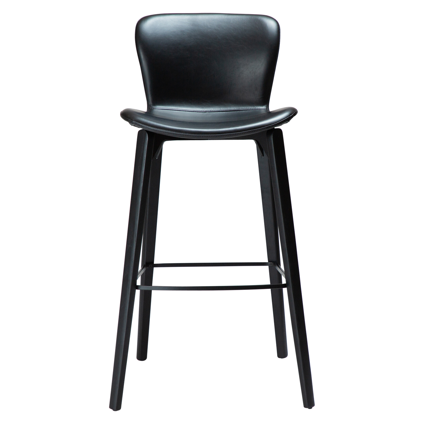 [var:Bezug=Vintage schwarzes Kunstleder mit schwarzen Eschenbeinen] PARAGON Barstuhl