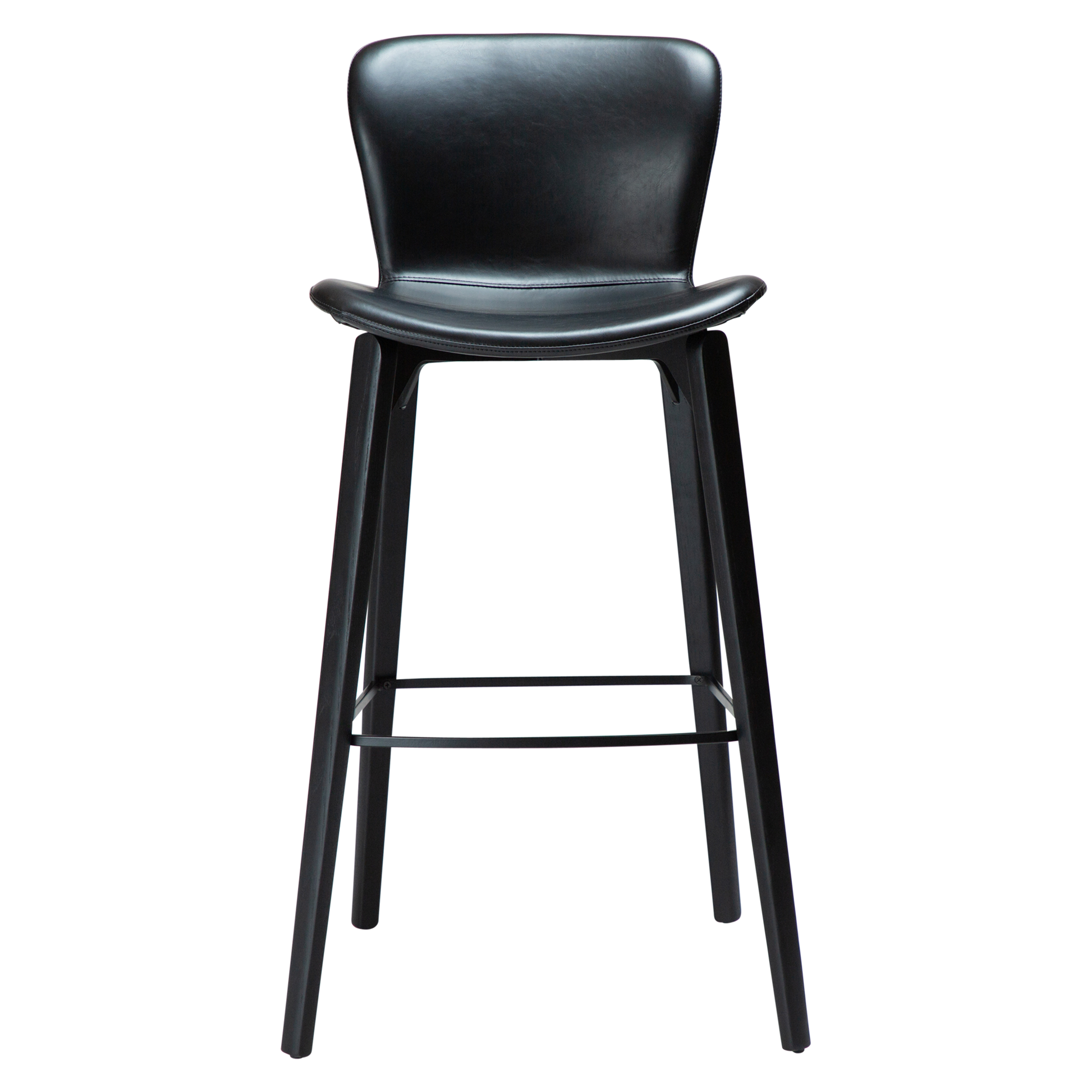 [var:Bezug=Vintage schwarzes Kunstleder mit schwarzen Eschenbeinen] PARAGON Barstuhl