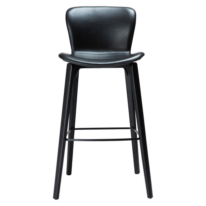 [var:Bezug=Vintage schwarzes Kunstleder mit schwarzen Eschenbeinen] PARAGON Barstuhl