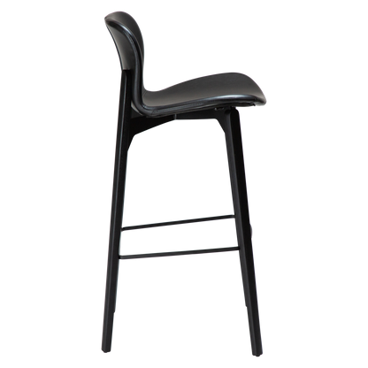 [var:Bezug=Vintage schwarzes Kunstleder mit schwarzen Eschenbeinen] PARAGON Barstuhl