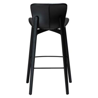 [var:Bezug=Vintage schwarzes Kunstleder mit schwarzen Eschenbeinen] PARAGON Barstuhl